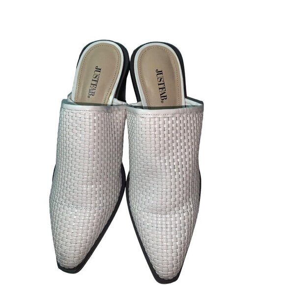 JustFab Womens Sz 8. 5 Subtle Sophisticate Mule Booties Slip On Woven Loafer - Picture 2 of 8